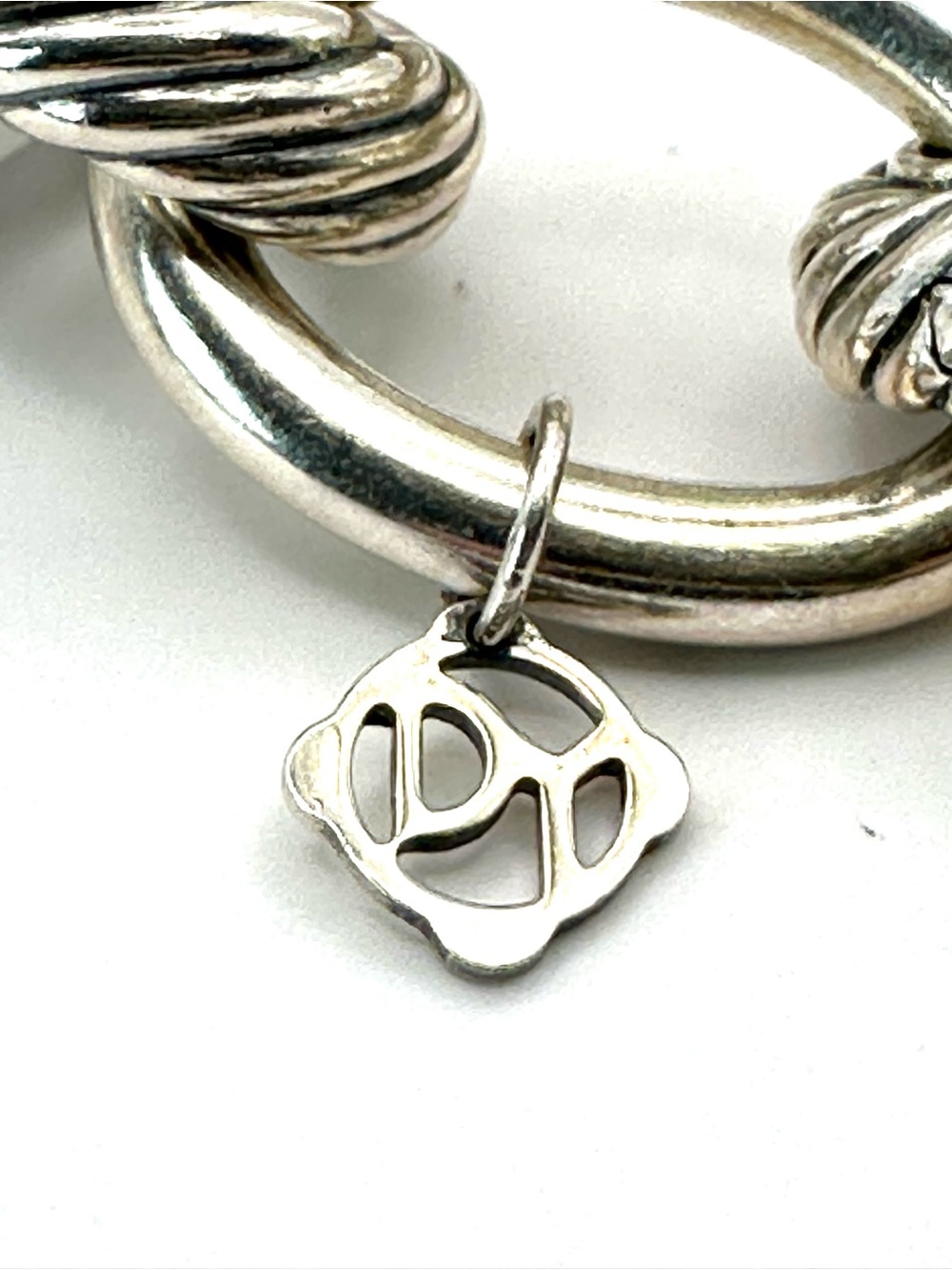 David Yurman Sterling Silver & White Ceramic Oval Link Bracelet RARE - Picture 6 of 10